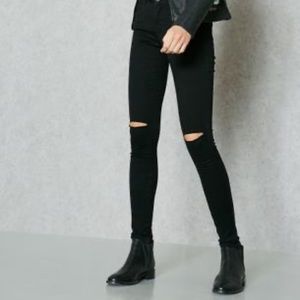 Frame jeans slit knees skinny high waist